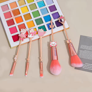 2025 nouveau 5 pièces or Rose dessin animé Marie chat maquillage pinceau ensemble pour filles exquis métal ombre à paupières pinceau poudre brosse - Product Image 3
