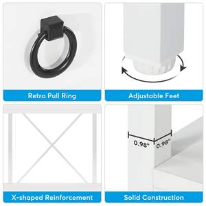 <span class=keywords><strong>Table</strong></span> <span class=keywords><strong>console</strong></span> style farmhouse <span class=keywords><strong>de</strong></span> 180 cm avec 3 tiroirs et étagère <span class=keywords><strong>de</strong></span> rangement, idéale pour l'entrée, le couloir, le hall ou derrière le canapé, couleur blanc et marron - Product Image 5