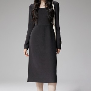 Abito Midi Elegante in <span class=keywords><strong>Maglia</strong></span> <span class=keywords><strong>Beige</strong></span> con Scollo Quadrato per Signore, Logo Personalizzabile - Product Image 6