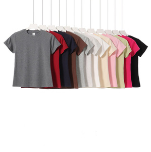 เสื้อยืดคอกลม Y2K สำหรับผู้หญิง ผ้าฝ้าย 92% สแปนเด็กซ์ 8% ย้อมสีพื้น ถักทอ ระบายอากาศได้ดี เป็นมิตรกับสิ่งแวดล้อม ยืดหยุ่น กระชับพอดีตัว - Product Image 4