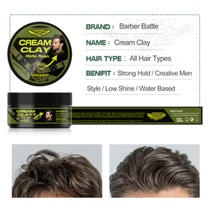 CPNP GMPC MSDS Muestras gratis Hidratante orgánico Cabello Mate Styling <span class=keywords><strong>Cream</strong></span> Clay Agregar volumen para hombres - Product Image 5