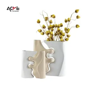 डेस्कटॉप के लिए लक्जरी स्टाइलिश आंतरिक सजावटी सहायक उपकरण सिरेमिक असामान्य फूलदान, मैट रंग नॉर्डिक फूलदान गृह सजावट - Product Image 1