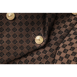 HIGH STREET Newest SS Designer Jacket <span class=keywords><strong>Mujer</strong></span> Doble botonadura Slim Fitting Monogram Jacquard Blazer - Product Image 5