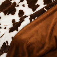 Plaid doux en fausse fourrure de lapin imprimé vache marron, style vintage marin, pour canapé et lit, utilisable quatre saisons