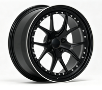 Jantes en alliage forgées monobloc 16-24 pouces à 5 branches fendues, effet bicolore (noir et finition usinée), entraxes 5x108 5x112 5x114.3 5x115 5x120 5x130