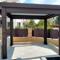Pavillon de jardin en alliage d'aluminium à lames orientables électriques, pour villa, résistant à la pluie, au soleil, à l'eau, au vent et au feu