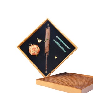 Bamboo Woven Fan <b>Wind</b> <b>Chime</b> Gift Set Luxury Chinese Cultural Souvenir Business Gift Customization - Product Image 2