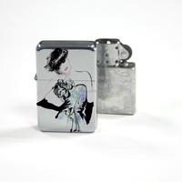 Briquet en acier inoxydable classique Topjlh pour sublimation, vierge, à couvercle rabattable, personnalisable avec logo par transfert thermique