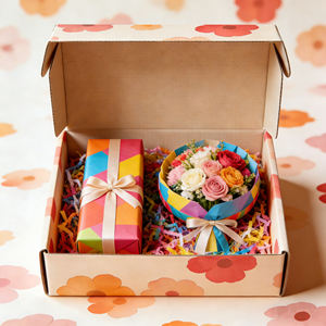 Emballage cadeau personnalisé pour tampons, emballage écologique en matériaux recyclés, carré, brun, kraft, ondulé, portable, éponge - Product Image 1