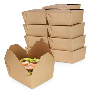 Eco Friendly Factory Wholesale Disposable Caja Embalaje togo oil Proof Takeout Brown Fast Food Kraft Paper Lunch Box