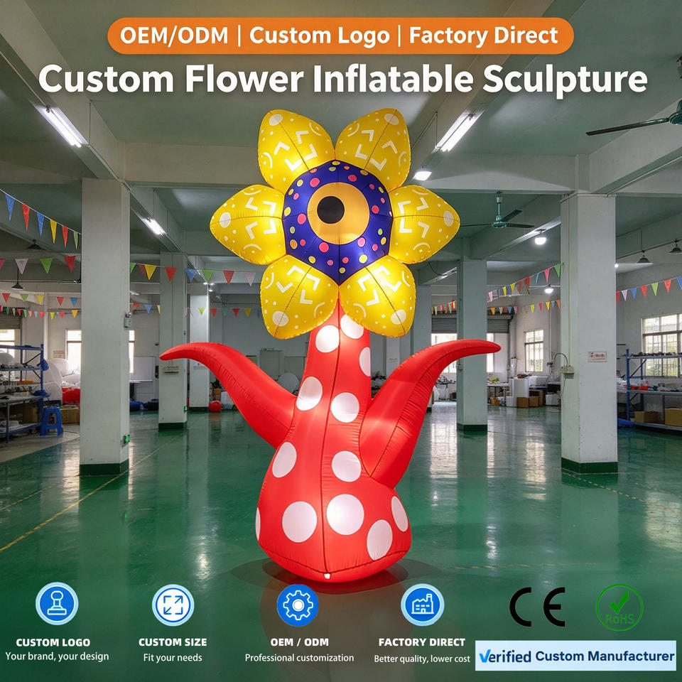 Giant Inflatable Mushroom & Flower Set, LED Fantasy Art Installation ...
