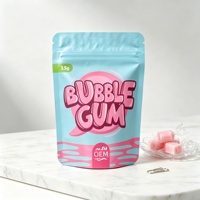 Sachets Mylar personnalisés avec logo, imprimés sur mesure, anti-odeur, refermables, 3,5g, holographiques violets, pour aliments pour bébés et chewing-gums