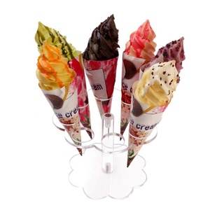 Pajangan kerucut krim 8 lubang bentuk bunga akrilik, pajangan kerucut Multi kisi dan rak penyimpanan - Product Image 1