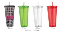 Gobelet en plastique sans BPA avec paille, 22 oz, anti-fuite, pour camping en plein air, vente en gros, OEM