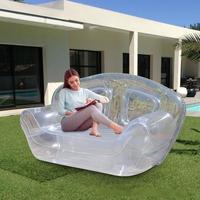 Canapé gonflable rose en PVC transparent personnalisé pour 2 personnes, portable et pratique, fauteuil d'angle gonflable, fauteuil à bascule gonflable