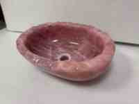 Lavabo décoratif de salle de bains de quartz rose de pierre gemme luxueuse faite à la main