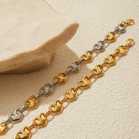 Collier Boucles d'Oreilles Étanche en Acier Inoxydable Plaqué Or 18K Bracelet Chaîne à Maillons Nez Coeur Cochon