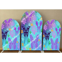 Ensemble de 3 couvertures d'arc de mariage papillon personnalisées, couvertures de support d'arc ajustées en spandex, couverture de fond d'arc personnalisée pour la décoration