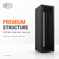 Armoire de serveur 42U 19 pouces en acier SPCC avec options de porte en verre ou en maille