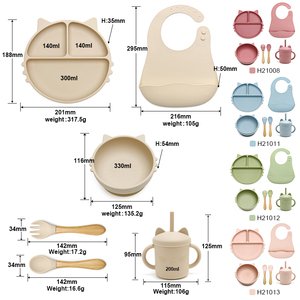 Factory BPA Free Food Grade Non-Toxic Silicone Baby <strong>Weaning</strong> Feeding Set with Animal Pattern Suction Plate Bowl Fork <strong>Spoon</strong> - Product Image 2
