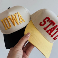 Gorra de béisbol de algodón de dos tonos con logotipo bordado 3D personalizado, visera estampada de 5 paneles, estilo vaquero, ajuste profundo y cierre snapback