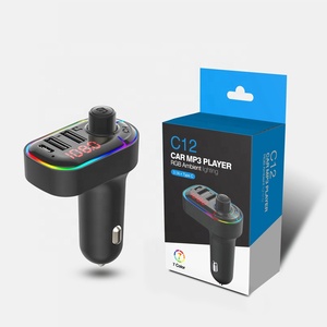 LUTU C12transmisor fm manos libres para el coche mp3 player 7 + 1 luces de colores PD usb rápido cargador de coche de apoyo sirl - Product Image 6