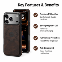 Étui de téléphone magnétique en cuir PU rétro à motif ciré, compatible avec les modèles Apple 14/15/16/17/18 Pro Max, avec protection d'objectif