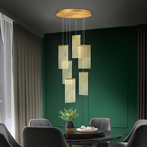 Jacksun vuông Slice thiết kế Acrylic Led vàng đèn biệt thự khách sạn cầu thang Đèn chùm trang trí treo ánh sáng mặt dây chuyền - Product Image 3