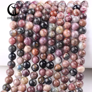 Zhe Ying 6/8/10Mm Toermalijn Edelsteen Sieraden 100% Natuurlijke Armband Pruimenbloesem Kleurrijke Natuurlijke Toermalijn Kralen