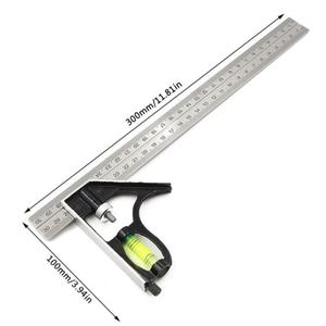 Herramienta de medición civil cuadrada de ángulo de combinación de movimiento horizontal de acero inoxidable, <span class=keywords><strong>regla</strong></span> recta ajustable de 300MM - Product Image 4