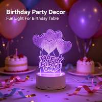 Lampe à illusion 3D Joyeux Anniversaire, 7 couleurs, interrupteur tactile, veilleuse LED en acrylique, décoration de fête d'anniversaire, cadeau pour enfants et amis