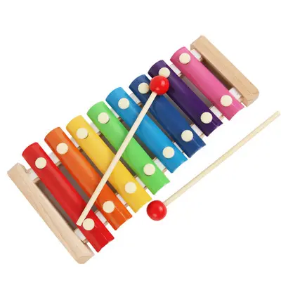 Crianças educação precoce instrumento musical brinquedo xilofone de madeira arco-íris oito tons