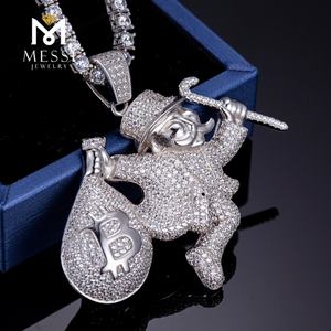 Collar con Colgante de Plata 925 con Circonitas Cúbicas Estilo Hip Hop para Hombre, Joyería Messi - Product Image 5