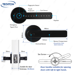 <span class=keywords><strong>Serrure</strong></span> de <span class=keywords><strong>porte</strong></span> intelligente <span class=keywords><strong>électronique</strong></span> TTlock APP avec contrôle à distance, poignée, <span class=keywords><strong>entrée</strong></span> sans clé, empreinte digitale et mot de passe - Product Image 5