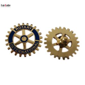 Spilla da club <span class=keywords><strong>Rotary</strong></span> International personalizzata placcata oro, in ottone stampato a pressione, con smalto duro e intagli, design 2D moderno e tradizionale, in metallo Han - Product Image 3