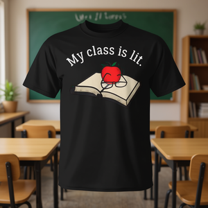 T-shirt pour professeur d'anglais Class Is Lit Design noir Xl - Product Image 3