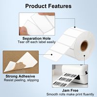 Étiquette thermique autocollante imperméable imprimée en UV de 50x30 mm, 2x1,2 pouces, rouleau d'imprimante auto-adhésif, emballé avec du papier adhésif