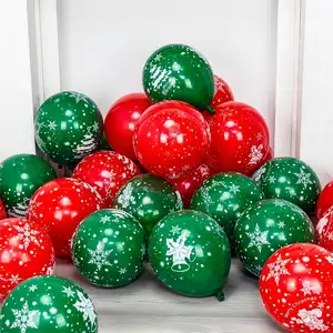 Wholesale High Quality Christmas decoration Party Merry Christmas balloons printed Green and Red latex balloon set