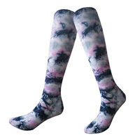 Chaussettes de compression respirantes à la cheville pour femmes, sans couture, multicolores, à motif tie-dye, à sublimation, élastiques