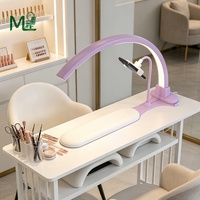Lampe de table pour manucure, lampe à LED professionnelle en forme de demi-lune, lampe UV pour ongles avec support pour téléphone, lampe de bureau en forme de demi-lune pour les ongles