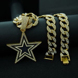 Collar con Colgante de Estrella de Cinco Puntas con Goteo de Aceite Azul y Perla, Insignia del Equipo de Rugby de los Dallas Cowboys, Éxito de Ventas Europeo y Americano - Product Image 3