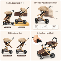 Poussette Bébé Pliable à Dossier Réglable, Poussette Haute avec Nacelle Bidirectionnelle pour Nourrisson