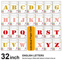 Ballons en feuille de 32 pouces en forme de lettres A-Z avec carte individuelle Or, Argent, Or rose pour la décoration de fêtes d'anniversaire et de mariages