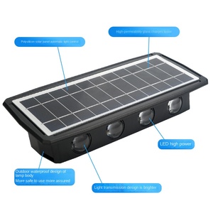 Vente en gros d'éclairage extérieur Appliques murales solaires Lampe de balcon étanche avec montage haut et bas Base en acier inoxydable - Product Image 6