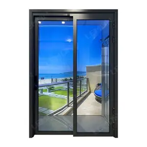 Apartamento Ahorro de espacio Cocina sin rieles Interior Doble vidrio Negro Aluminio Pd Puerta corredera y puerta abatible Pt