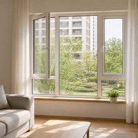 Ventana Abatible de PVC de Primera Calidad con Bisagras de Acero Multisección para Casas de Campo, Mansiones y Granjas