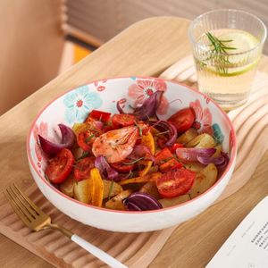 High-Value Ceramic Bowl Plate Set Spring Floral Pattern Modern Chinese Square Gifts Parties Camping Christmas Enamel <b>Small</b> - Product Image 4