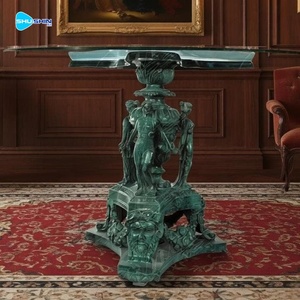 Tavolino da Caffè di Lusso in Bronzo con Scultura Femminile Classica e Base a Cherubino per Arredamento Interno di Alta Classe - Product Image 5