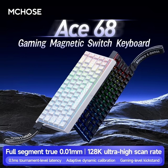 ACE68 Magnetic Switch Mechanical Gaming Keyboard Wired Type-C RGB Backlit Rapid Trigger 8K Polling Rate Esports Customized