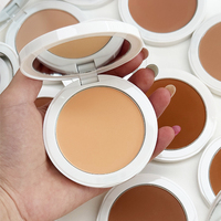 Fond de Teint Compact Crème Pressée Végétalien 8 Couleurs, Base Lissante Bronzante, Couvrance Totale Longue Durée, Marque Privée